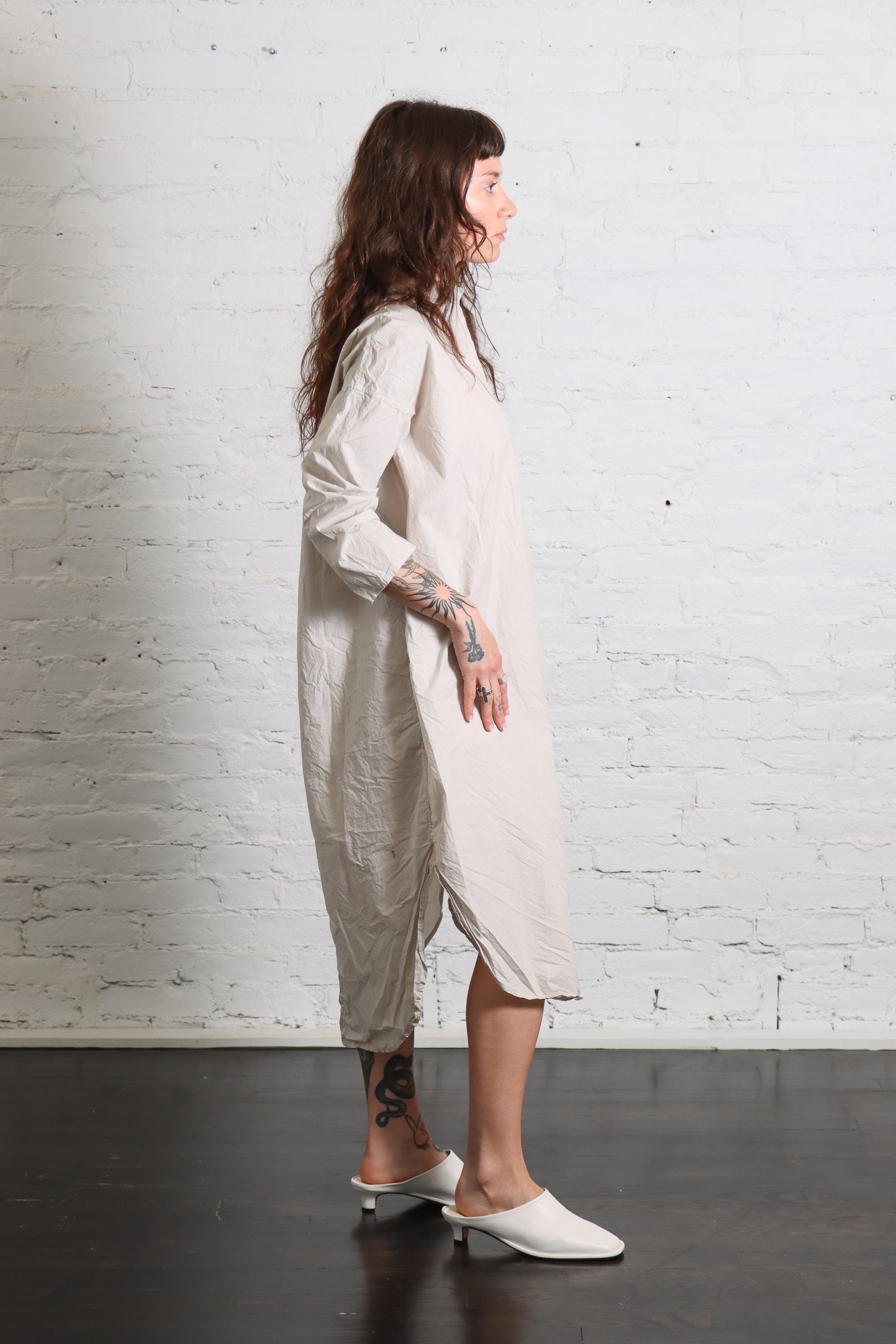 Long Shirt Dress TC in Pebble by Album Di Famiglia-Album Di Famiglia-Idlewild-Cincinnati
