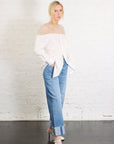 Long Sleeve Poplin & Mesh Shirt in Off-White by MM6 Maison Margiela-MM6-Idlewild-Cincinnati