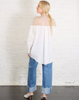 Long Sleeve Poplin & Mesh Shirt in Off-White by MM6 Maison Margiela-MM6-Idlewild-Cincinnati