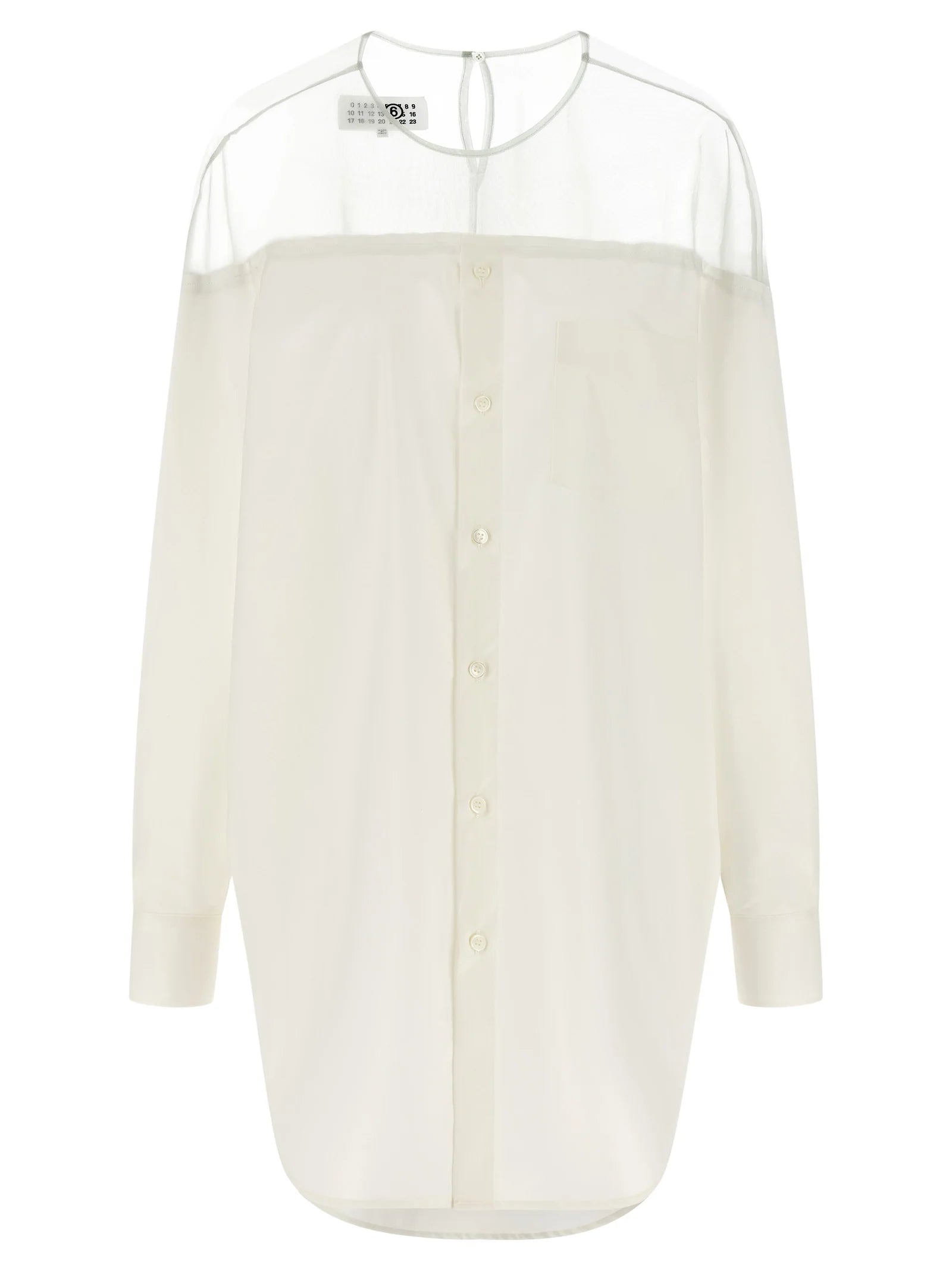 Long Sleeve Poplin &amp; Mesh Shirt in Off-White by MM6 Maison Margiela-MM6-Idlewild-Cincinnati