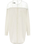 Long Sleeve Poplin & Mesh Shirt in Off-White by MM6 Maison Margiela-MM6-Idlewild-Cincinnati