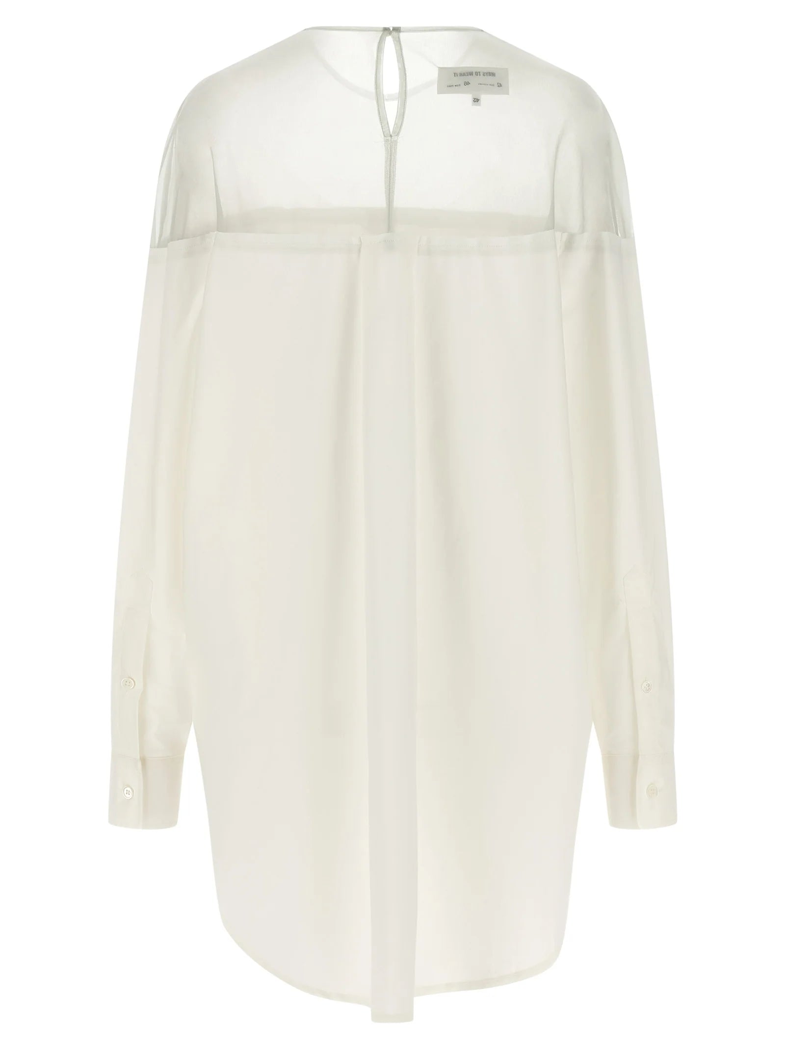 Long Sleeve Poplin &amp; Mesh Shirt in Off-White by MM6 Maison Margiela-MM6-Idlewild-Cincinnati