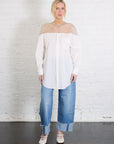 Long Sleeve Poplin & Mesh Shirt in Off-White by MM6 Maison Margiela-MM6-Idlewild-Cincinnati