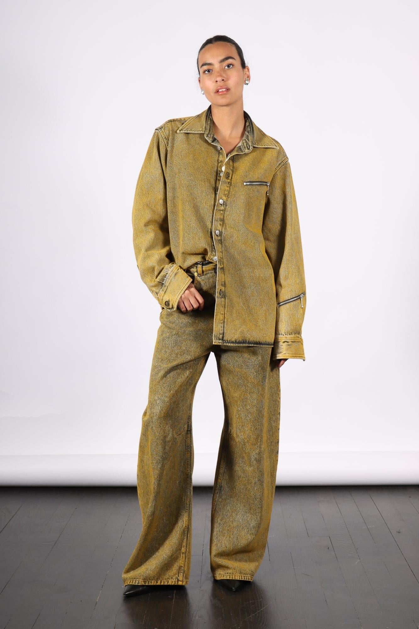 Long Sleeved Shirt in Yellow by MM6 Maison Margiela