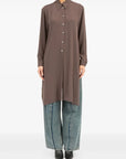 Long Sleeved Tunic Shirt in Brown by MM6 Maison Margiela-Tops-MM6-Idlewild