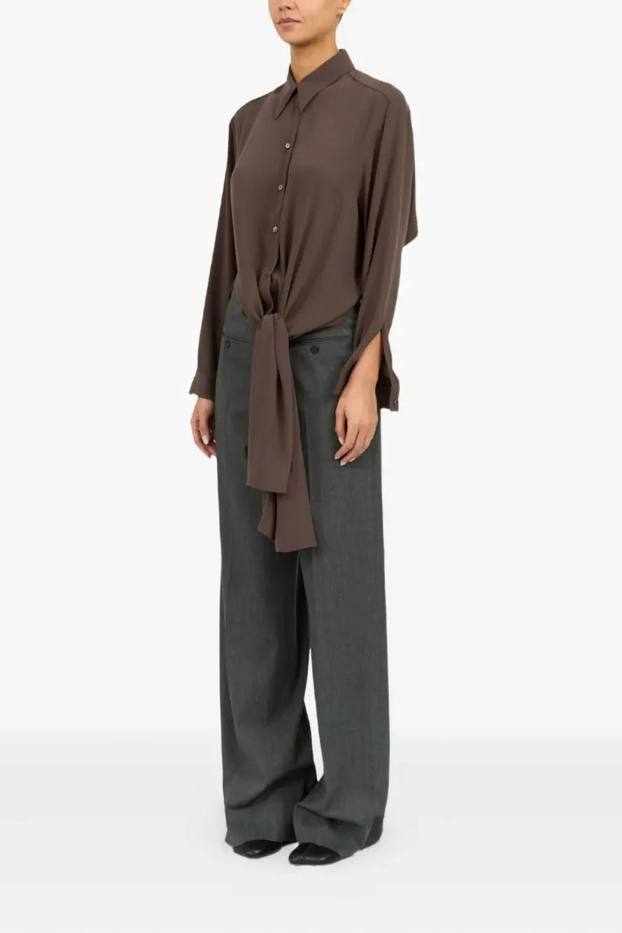 Long Sleeved Tunic Shirt in Brown by MM6 Maison Margiela-Tops-MM6-Idlewild