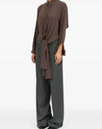Long Sleeved Tunic Shirt in Brown by MM6 Maison Margiela-Tops-MM6-Idlewild