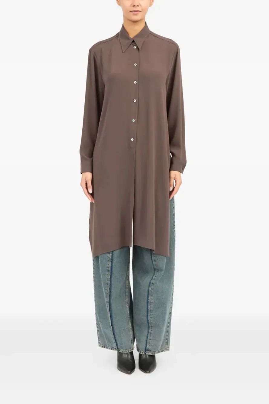 Long Sleeved Tunic Shirt in Brown by MM6 Maison Margiela-MM6-Idlewild-Cincinnati