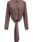 Long Sleeved Tunic Shirt in Brown by MM6 Maison Margiela-Tops-MM6-Idlewild
