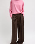 LUXE SPRING TWILL TUCKED PLEATED WIDE LEG TROUSER