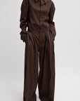 Luxe Spring Twill Tucked Pleated Wide Leg Trouser in Hickory Brown by TIbi-Tibi-Idlewild-Cincinnati