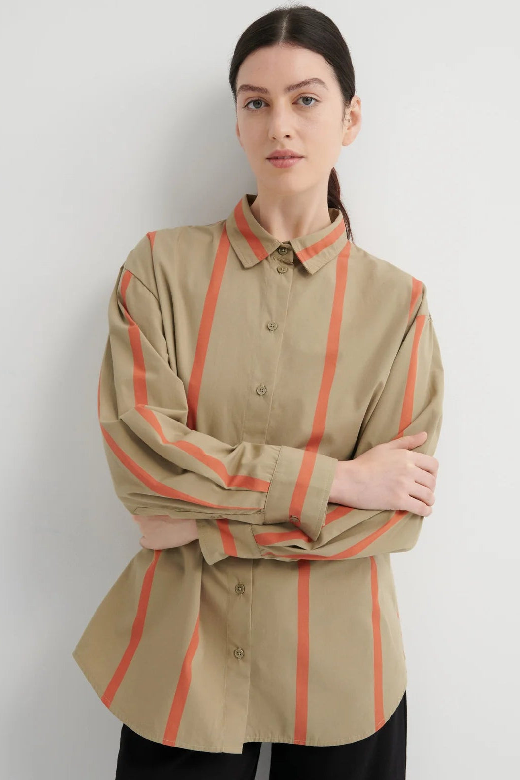 Maker Shirt in Nasturtium Stripe by Kowtow-Tops-Kowtow-Idlewild