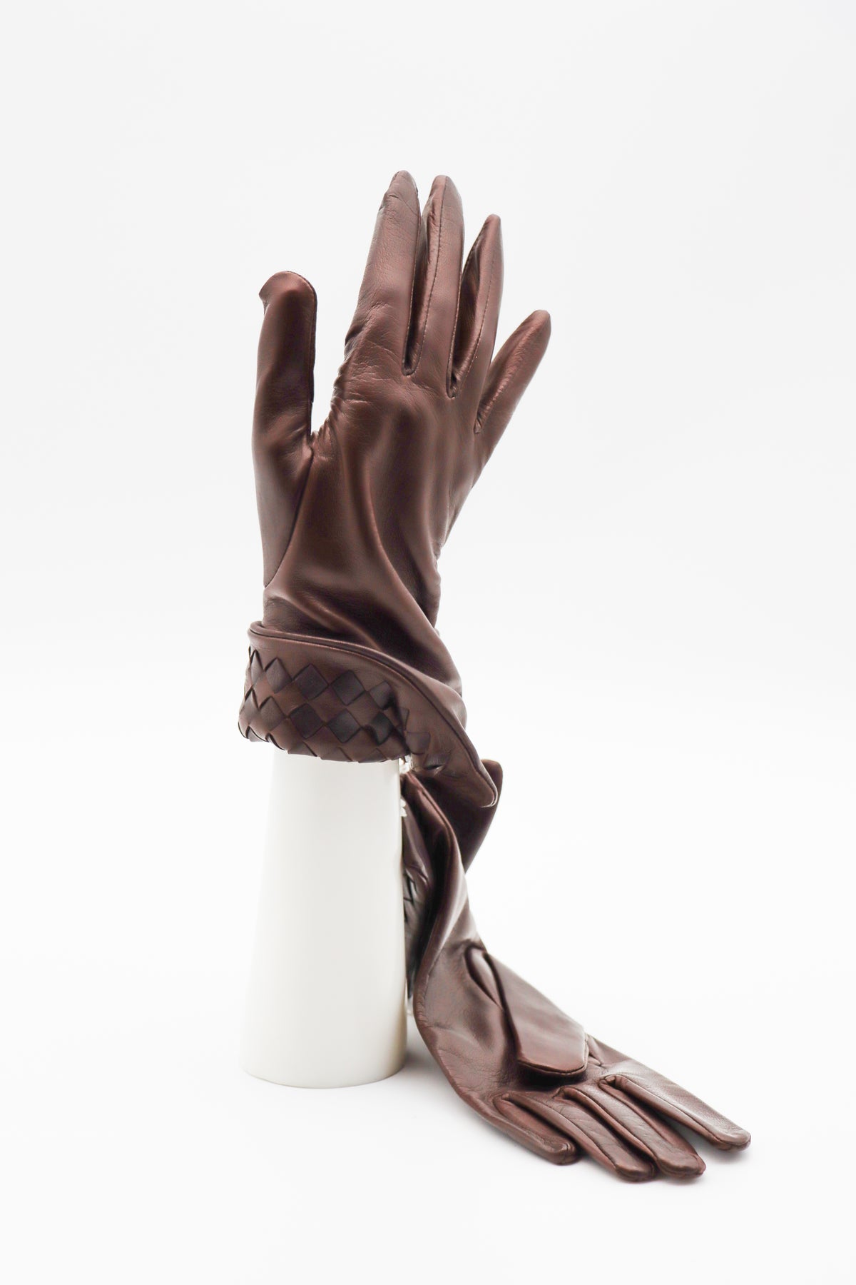 Mary Silk Lined Woven Lambskin Gloves in Ebano Brown by Gloves Forino 1899-Gloves Forino 1899-Idlewild-Cincinnati
