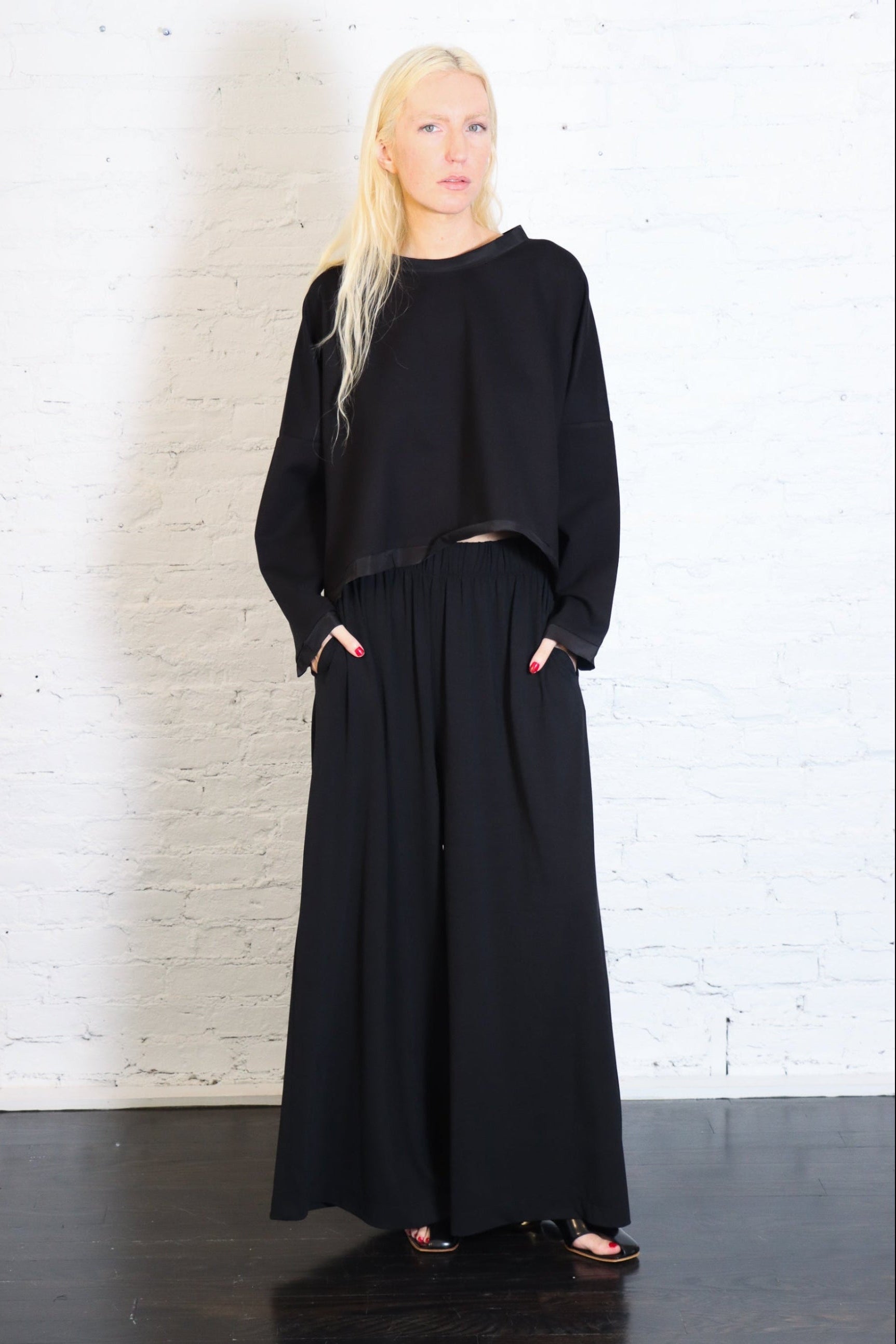 Matte Jersey Palazzo Pants in Black by Planet-Planet-Idlewild-Cincinnati