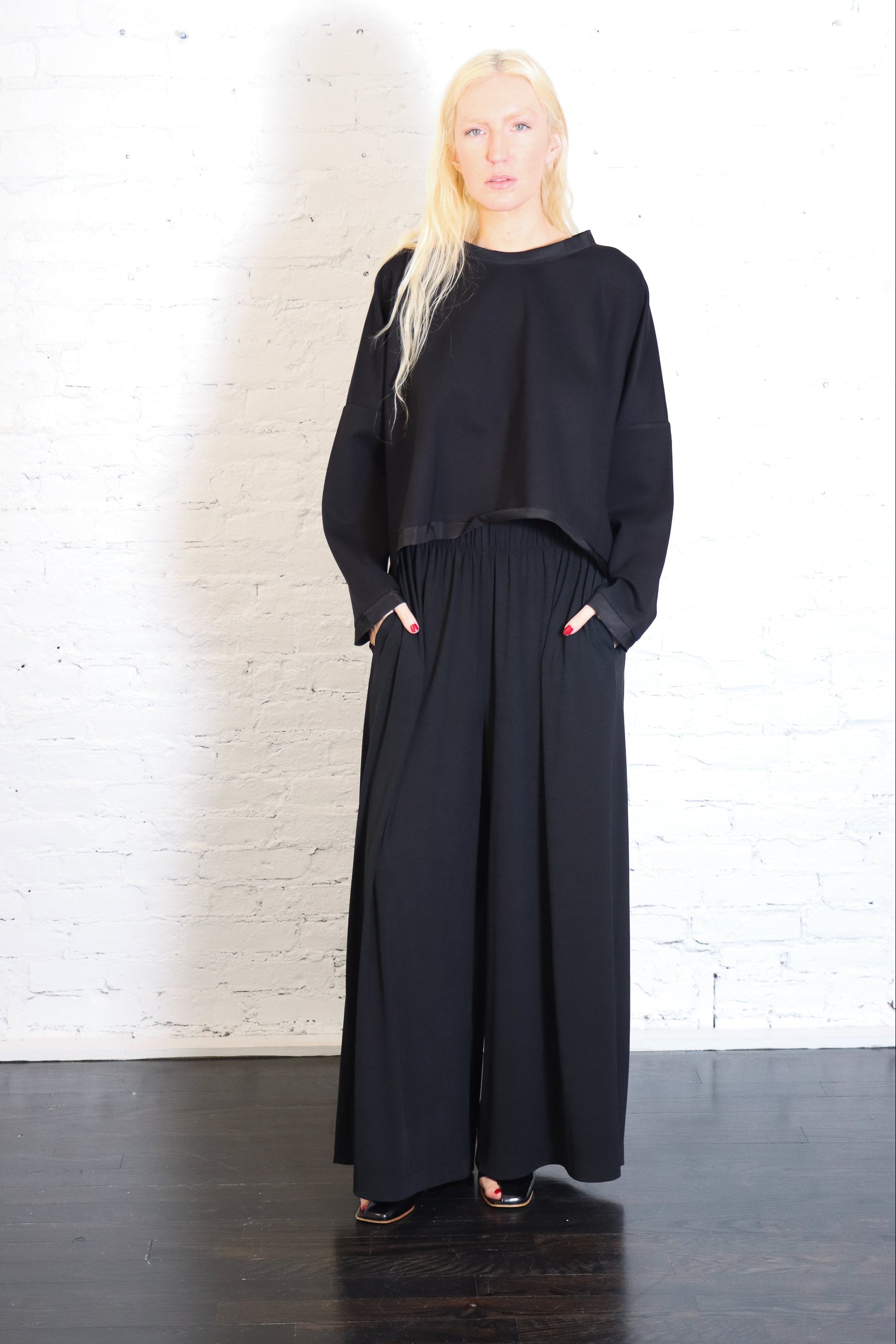 Matte Jersey Palazzo Pants in Black by Planet-Planet-Idlewild-Cincinnati