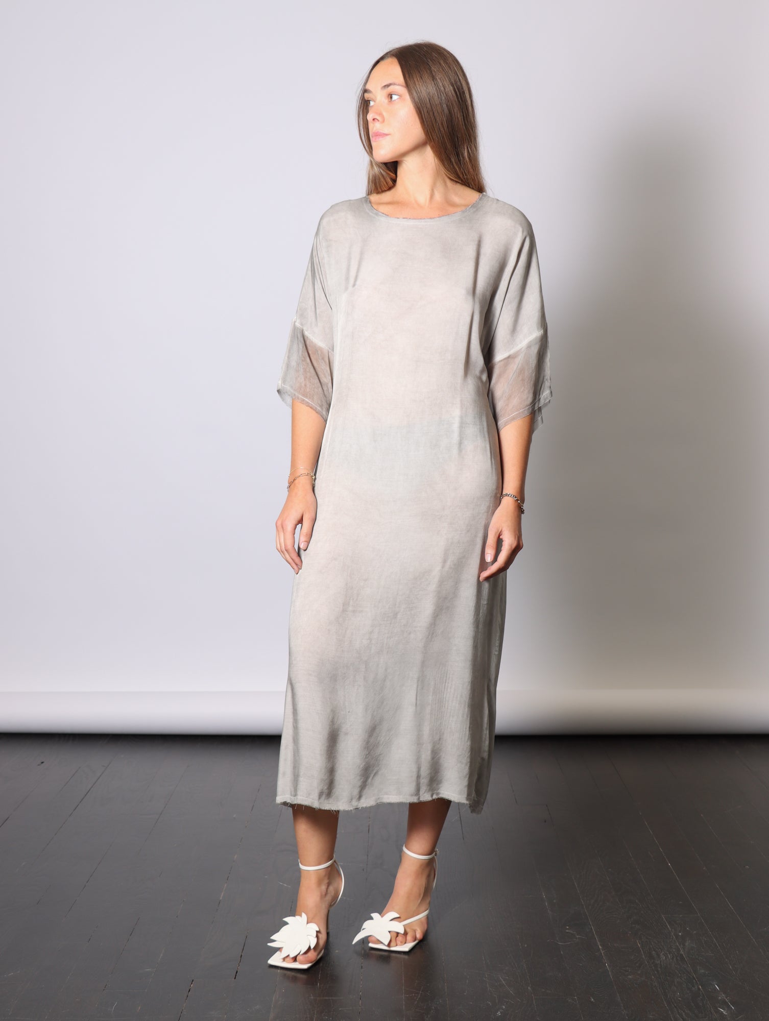 Maxi Insert Dress in Grey Shadow by Sanctamuerte-Dresses-SANCTAMUERTE-Idlewild