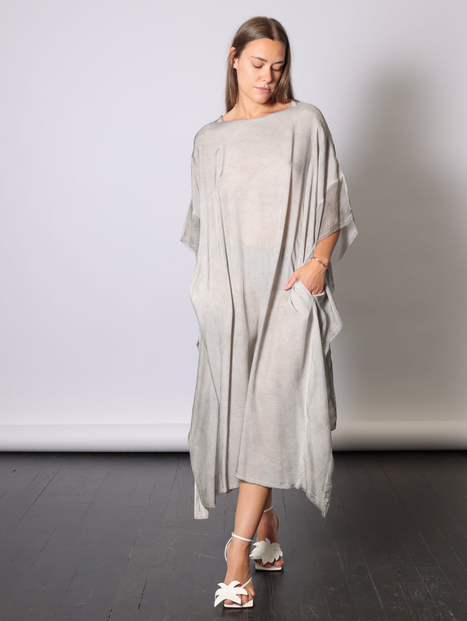 Maxi Insert Dress in Grey Shadow by Sanctamuerte-Dresses-SANCTAMUERTE-Idlewild