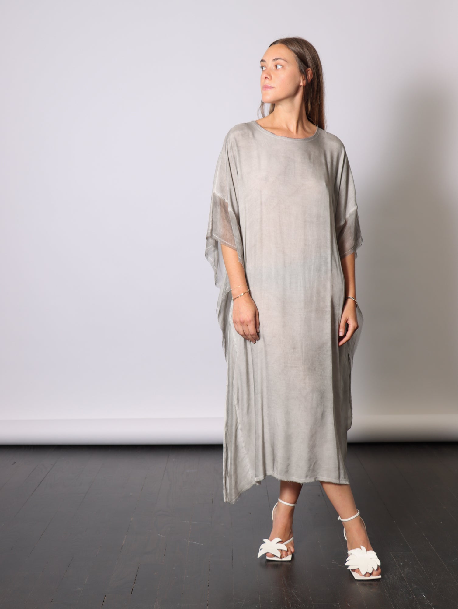 Maxi Insert Dress in Grey Shadow by Sanctamuerte-Dresses-SANCTAMUERTE-Idlewild