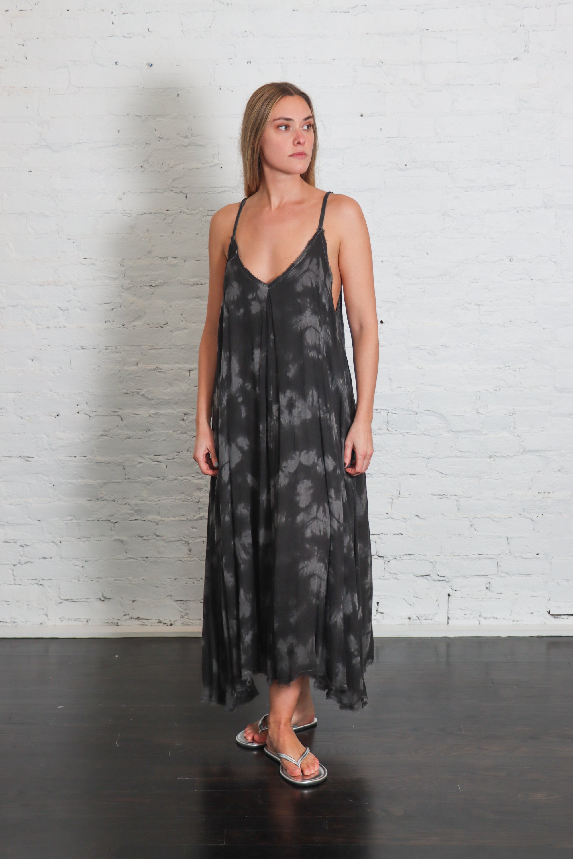Maxi Slip Dress in Ash Grey by Sanctamuerte-Dresses-SANCTAMUERTE-Idlewild