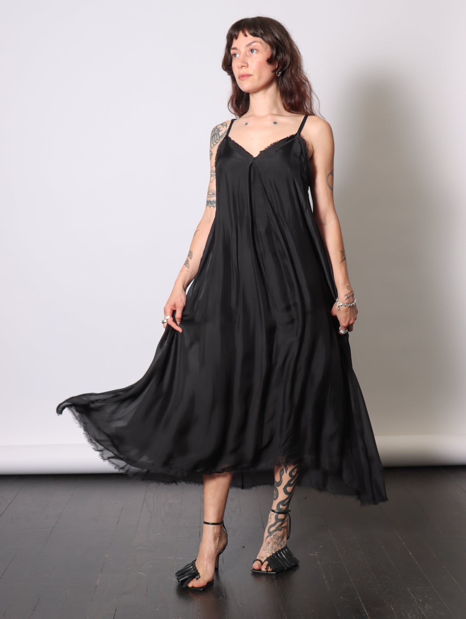 Maxi Slip Dress in Black by Sanctamuerte-Dresses-SANCTAMUERTE-Idlewild