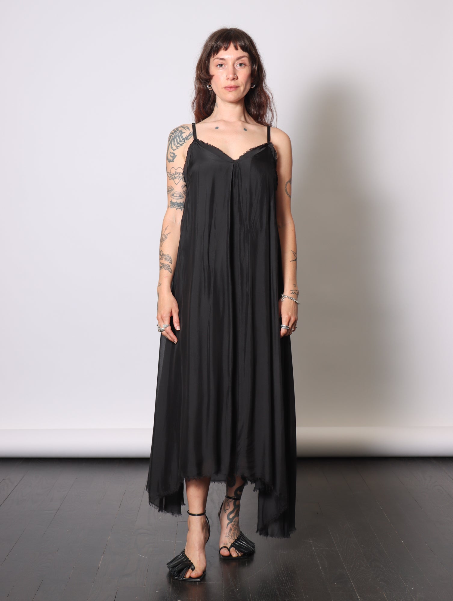 Maxi Slip Dress in Black by Sanctamuerte-Dresses-SANCTAMUERTE-Idlewild