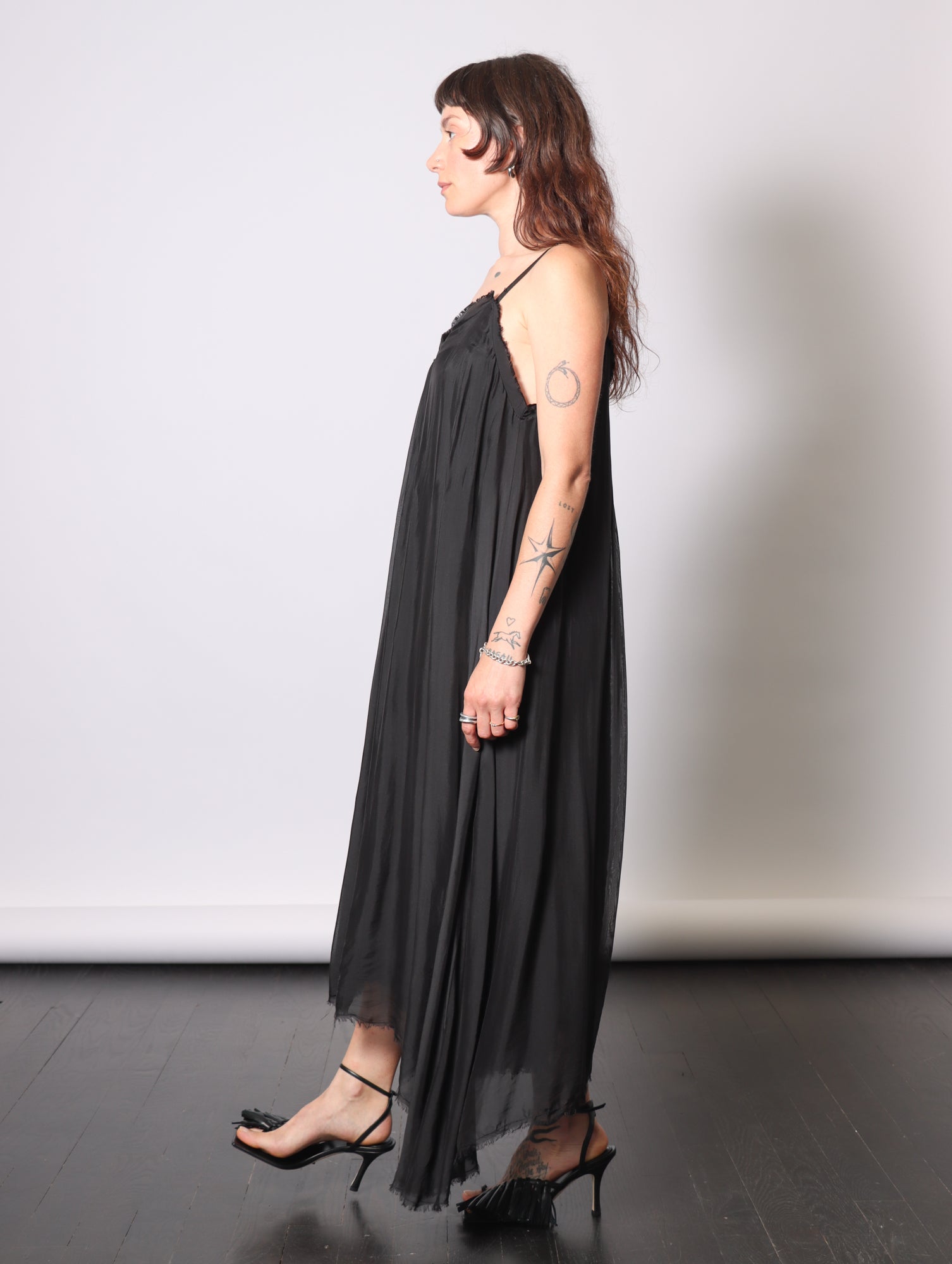 Maxi Slip Dress in Black by Sanctamuerte-Dresses-SANCTAMUERTE-Idlewild