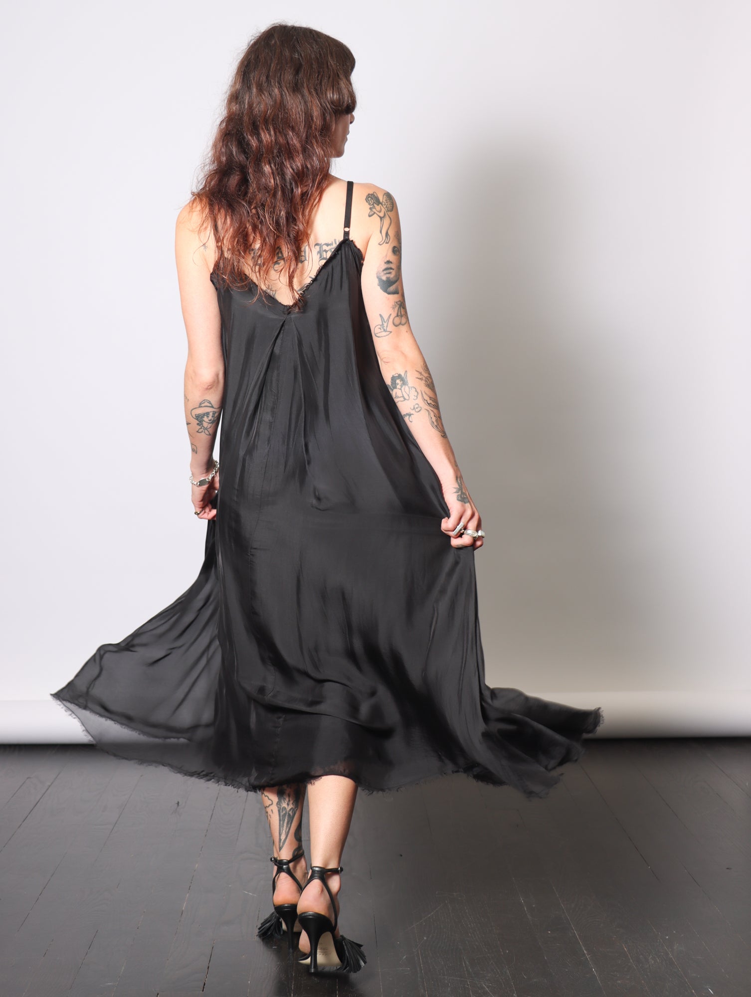 Maxi Slip Dress in Black by Sanctamuerte-Dresses-SANCTAMUERTE-Idlewild