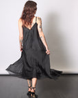 Maxi Slip Dress in Black by Sanctamuerte-Dresses-SANCTAMUERTE-Idlewild