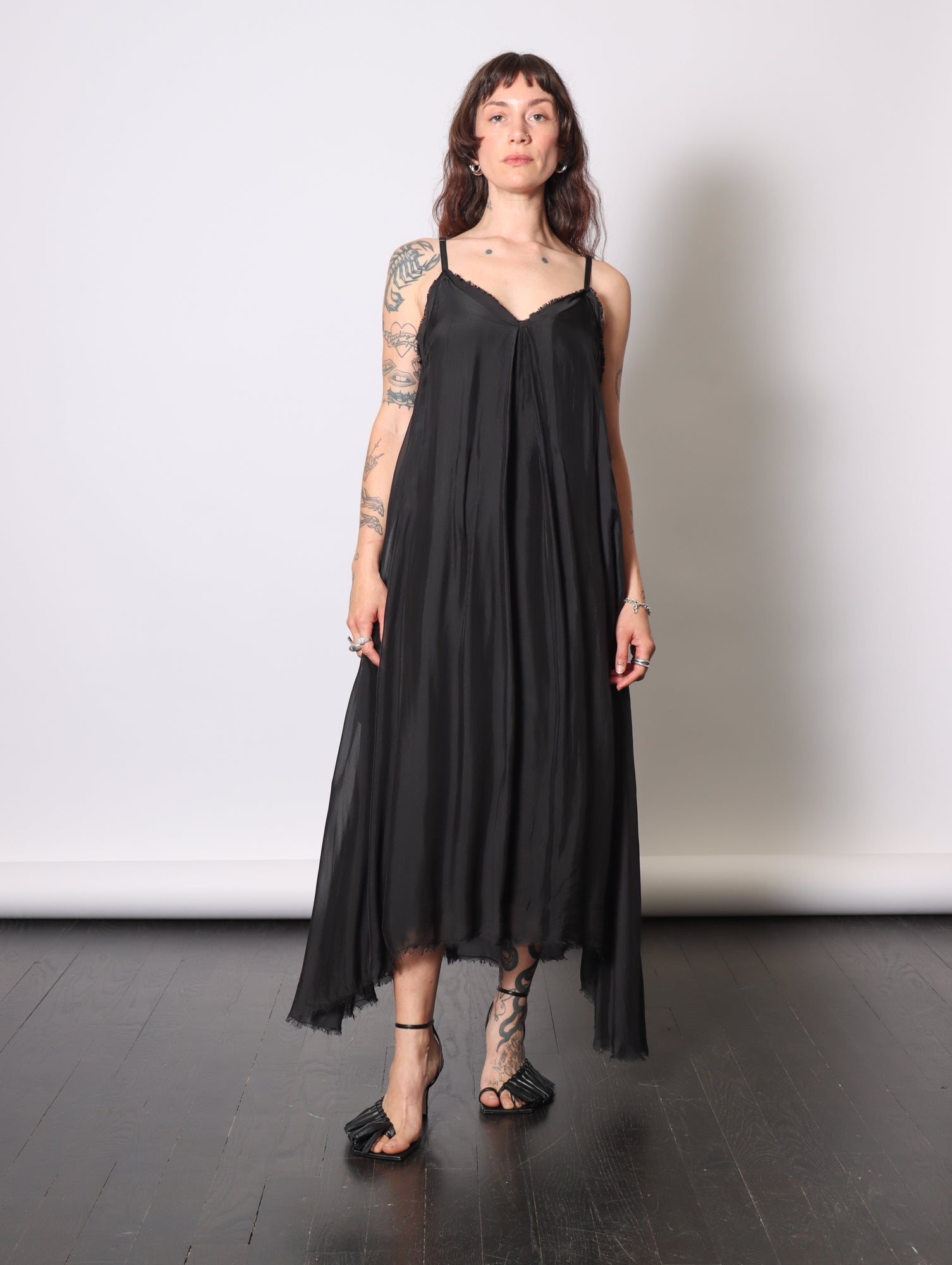 Maxi Slip Dress in Black by Sanctamuerte-Dresses-SANCTAMUERTE-Idlewild