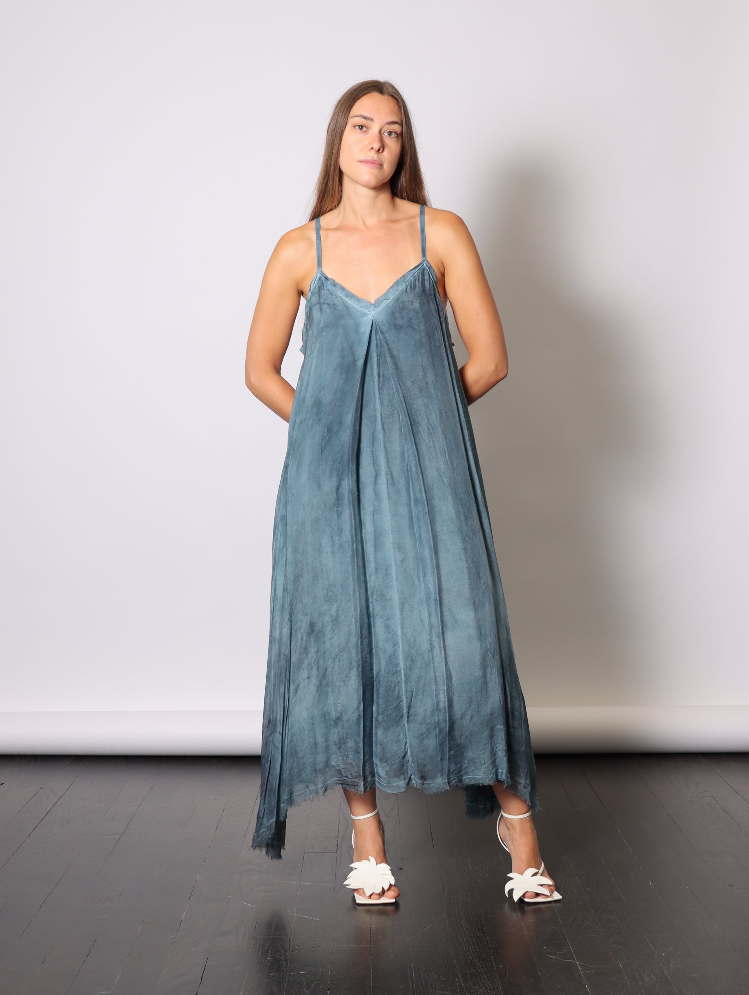 Maxi Slip Dress in Blue Matisse by Sanctamuerte-Dresses-SANCTAMUERTE-Idlewild