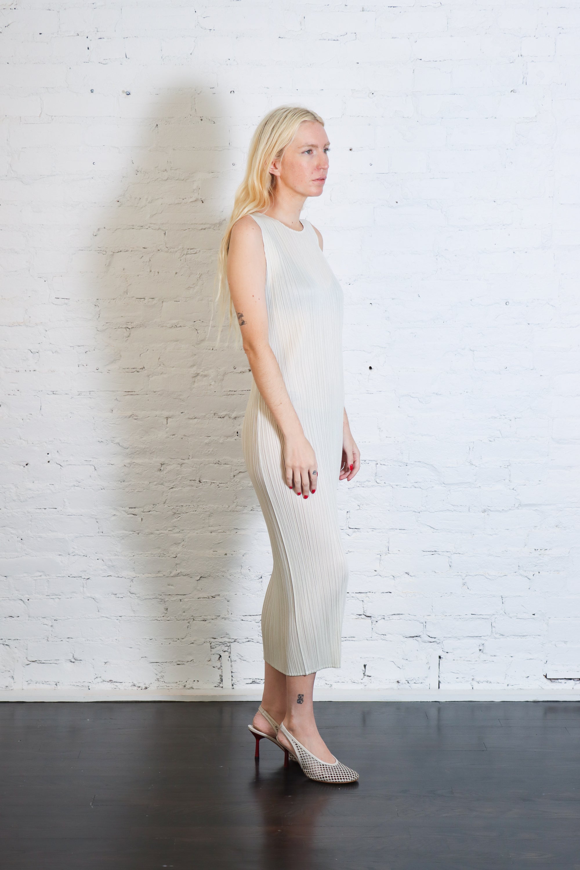 May Monthly Colors Dress in Ivory by Pleats Please Issey Miyake