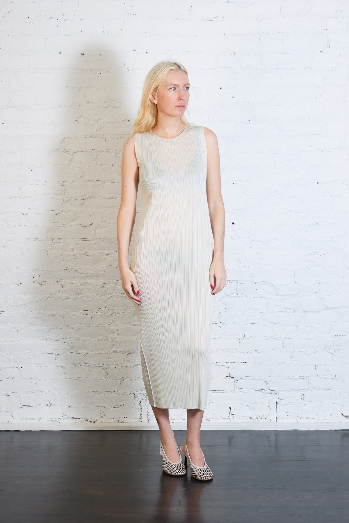 May Monthly Colors Dress in Ivory by Pleats Please Issey Miyake-Pleats Please Issey Miyake-Idlewild-Cincinnati