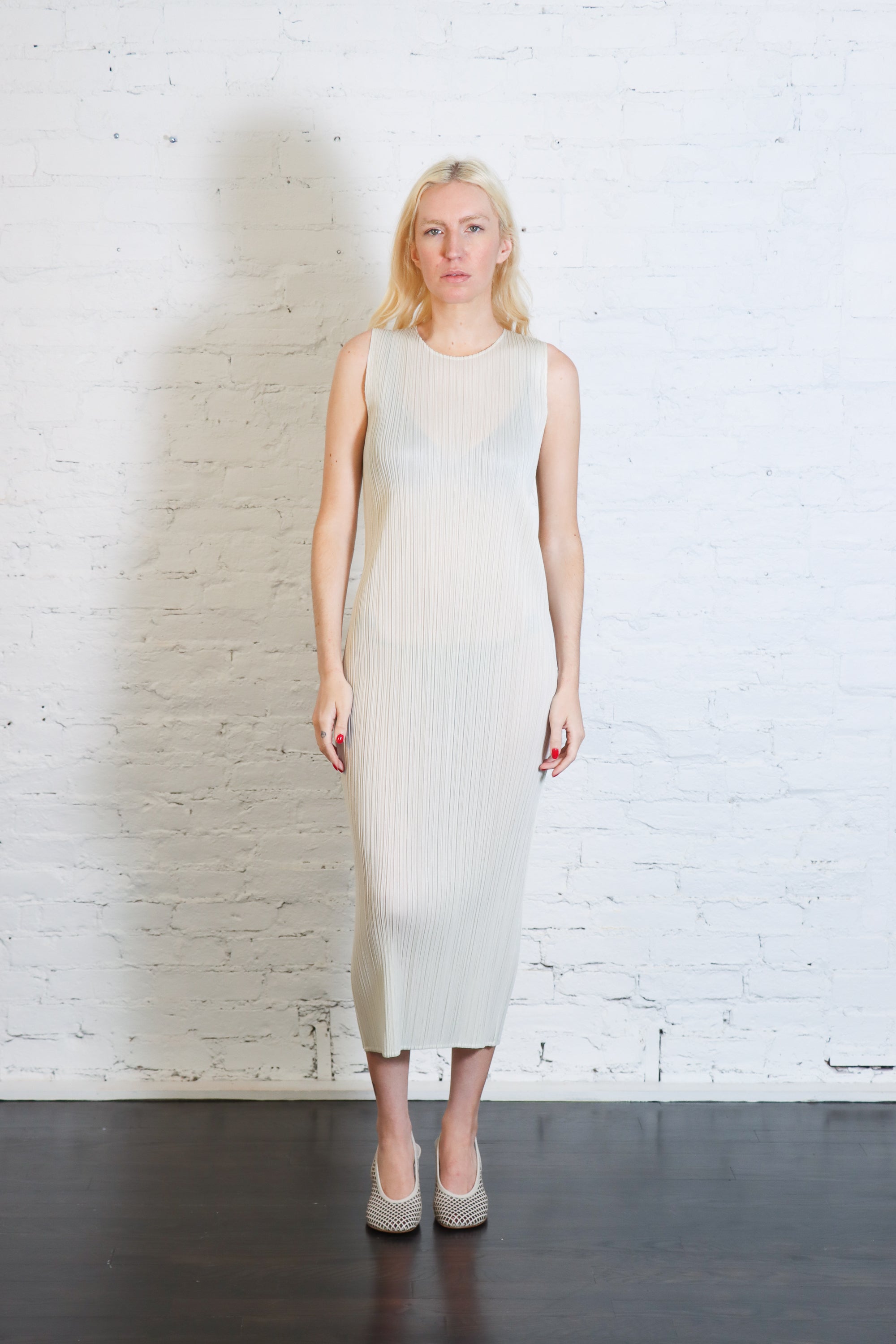 May Monthly Colors Dress in Ivory by Pleats Please Issey Miyake