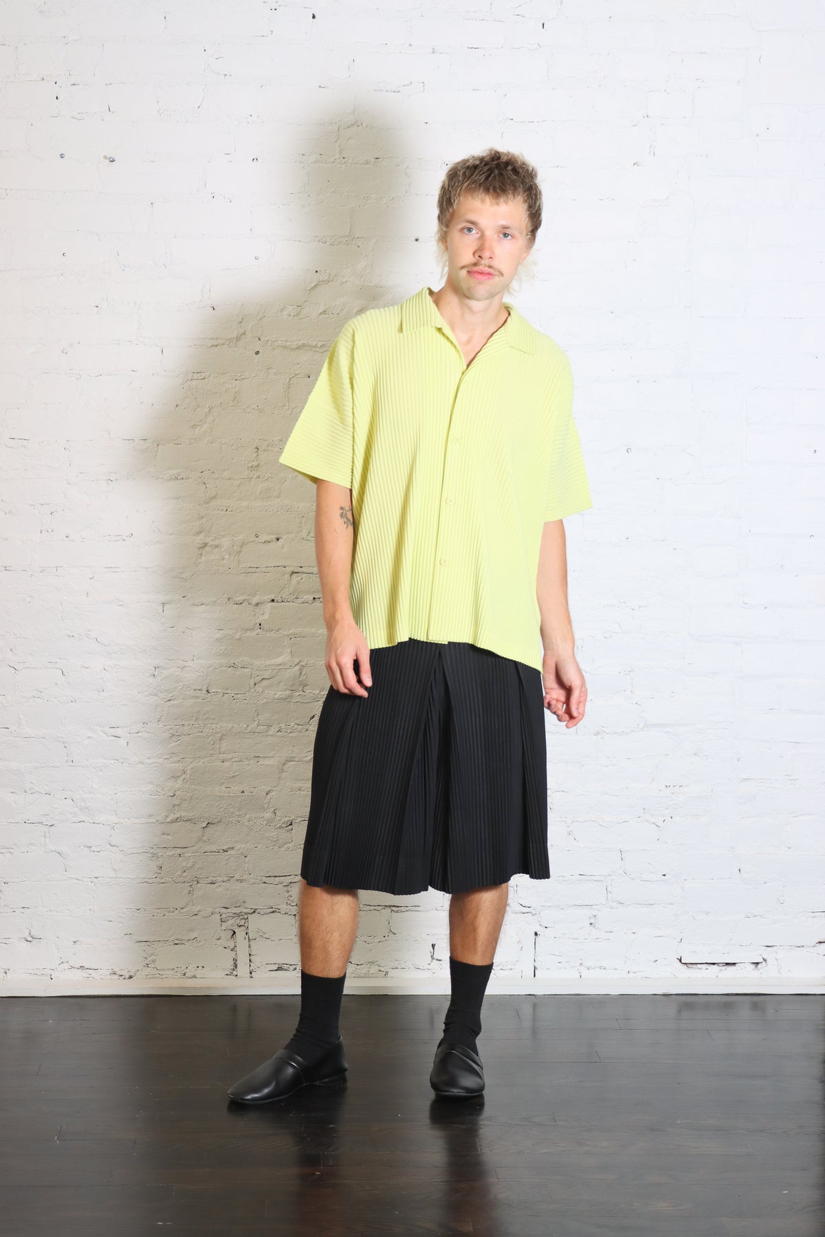 May Monthly Colors Polo Shirt in Zucchini Yellow by Homme Plissé Issey Miyake-Homme Plissé Issey Miyake-Idlewild-Cincinnati