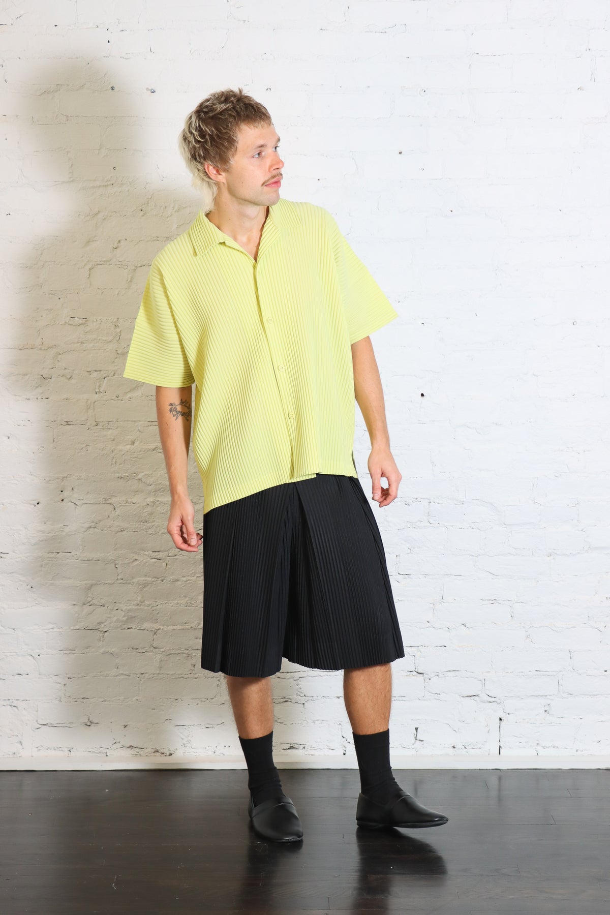 May Monthly Colors Polo Shirt in Zucchini Yellow by Homme Plissé Issey Miyake-Homme Plissé Issey Miyake-Idlewild-Cincinnati