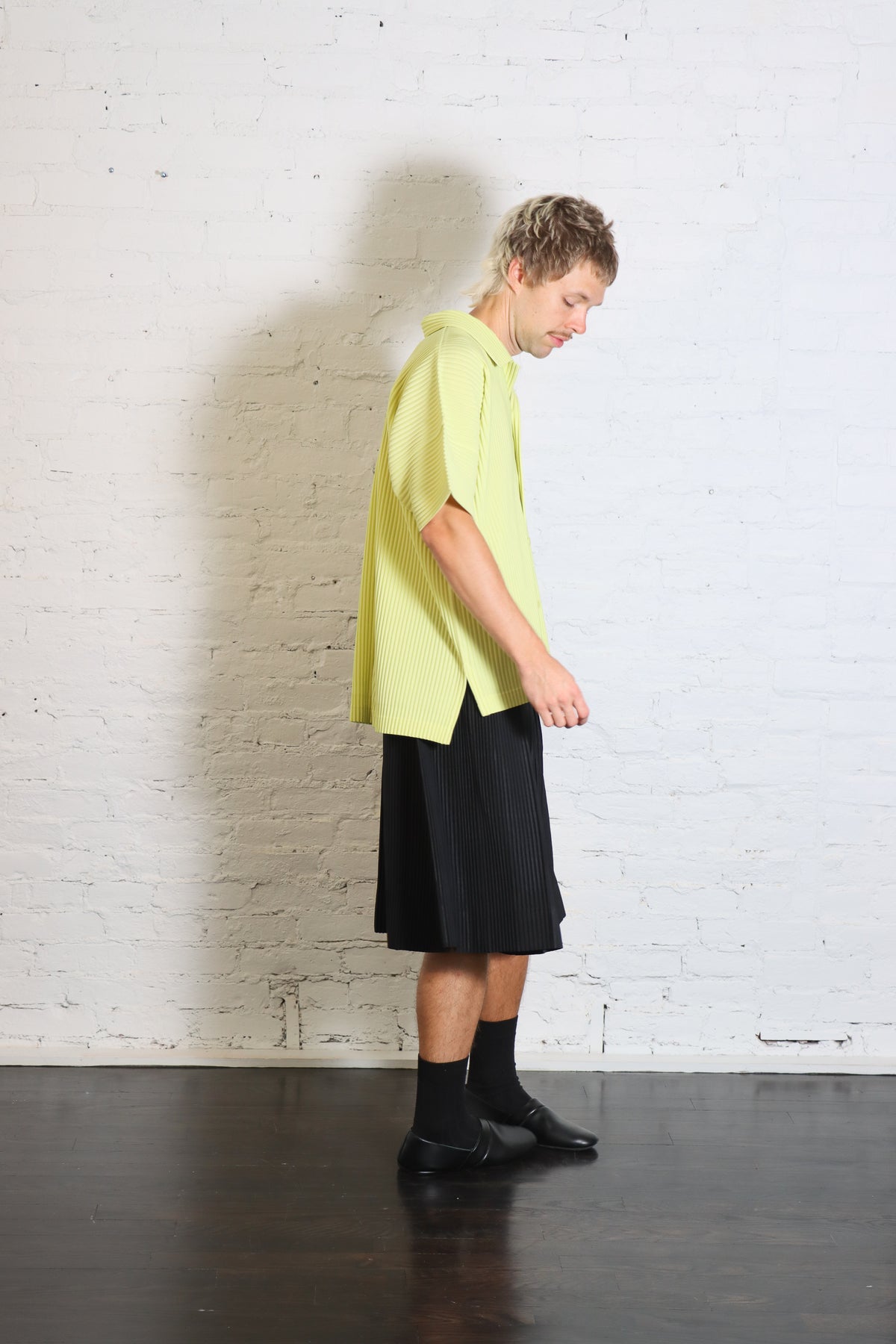 May Monthly Colors Polo Shirt in Zucchini Yellow by Homme Plissé Issey Miyake-Homme Plissé Issey Miyake-Idlewild-Cincinnati