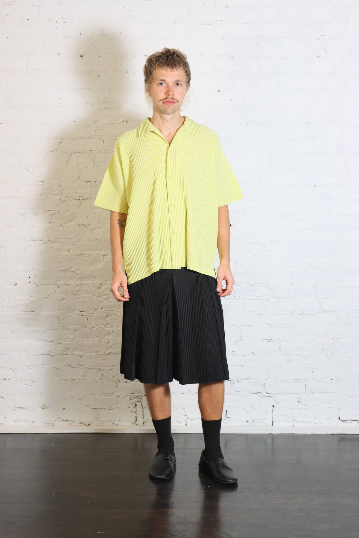 May Monthly Colors Polo Shirt in Zucchini Yellow by Homme Plissé Issey Miyake-Homme Plissé Issey Miyake-Idlewild-Cincinnati