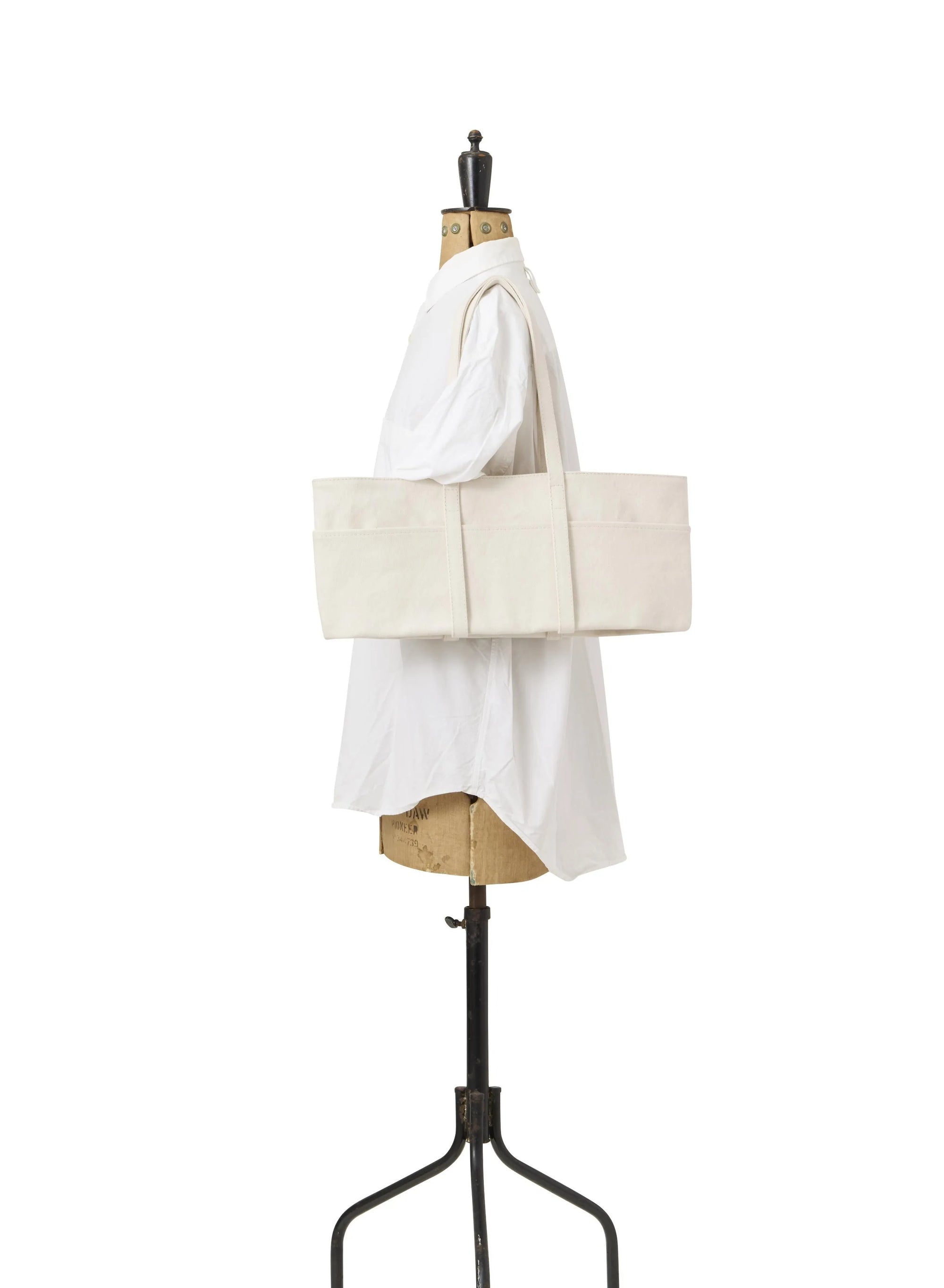Medium Washed Canvas 6 Pocket Tote in White by Amiacalva-Amiacalva-Idlewild-Cincinnati