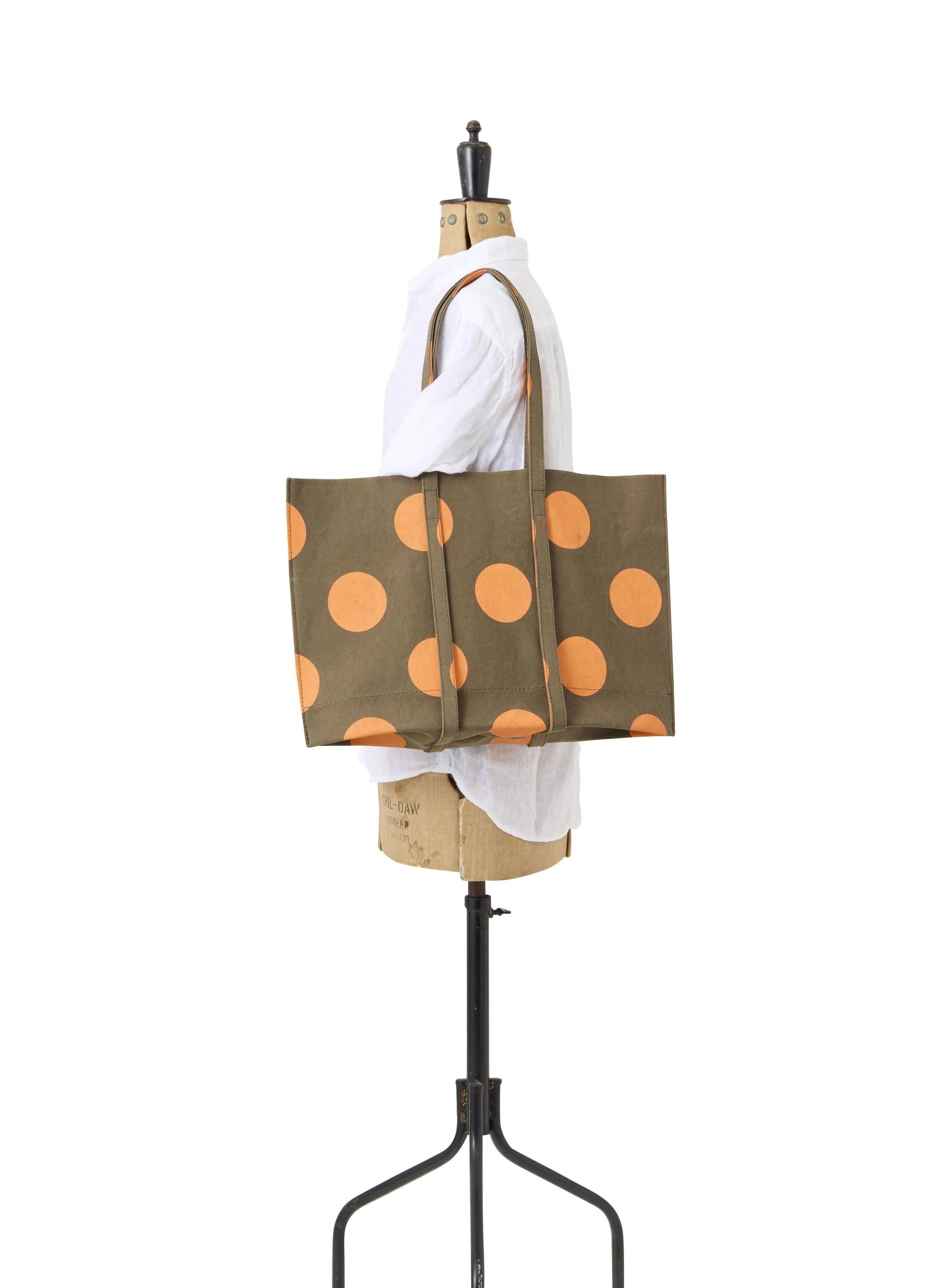 Medium Washed Canvas Tote Bag in Orange Dot by Amiacalva-Amiacalva-Idlewild-Cincinnati