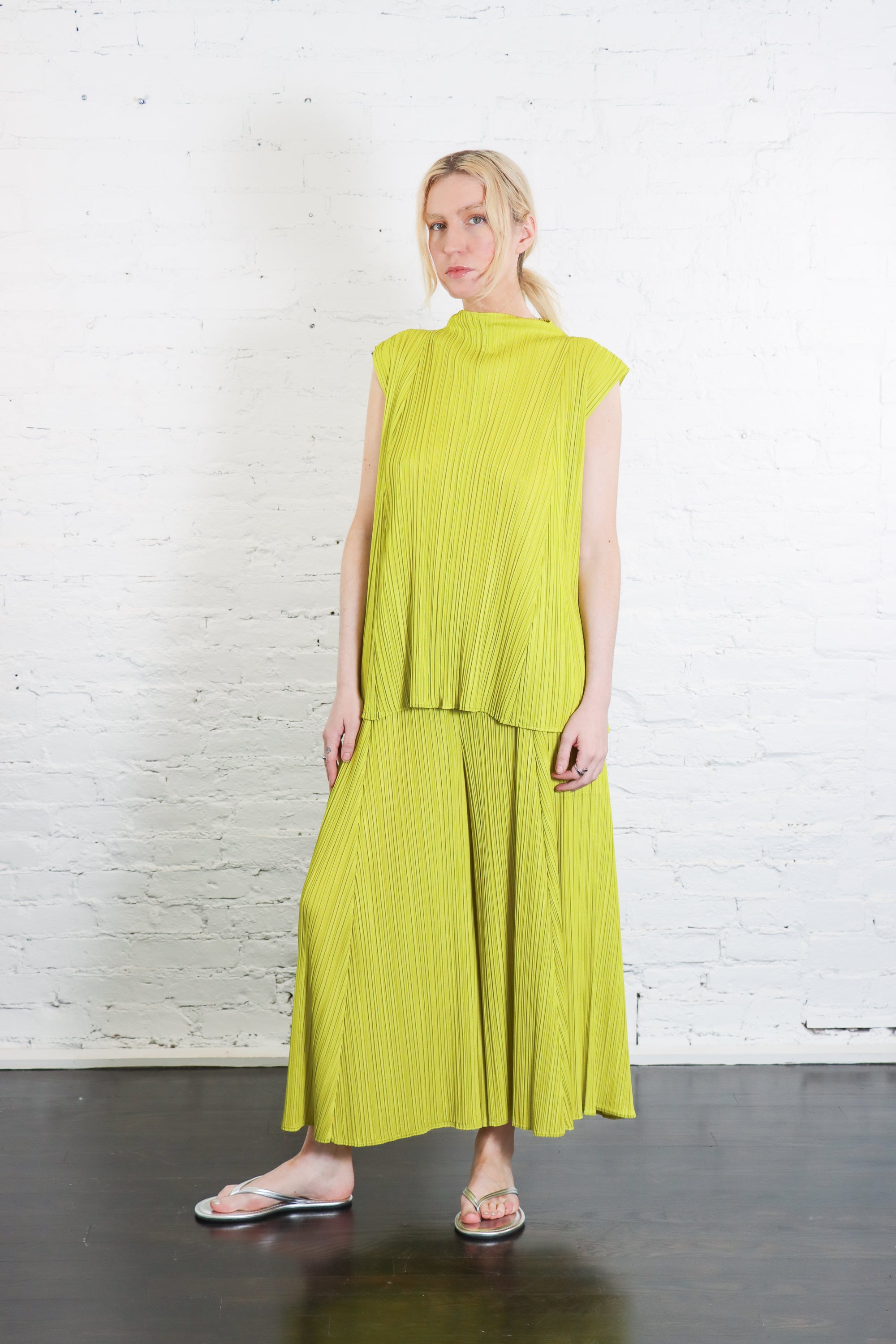 Mellow Pleats Culottes in Mustard by Pleats Please Issey Miyake-Pleats Please Issey Miyake-Idlewild-Cincinnati