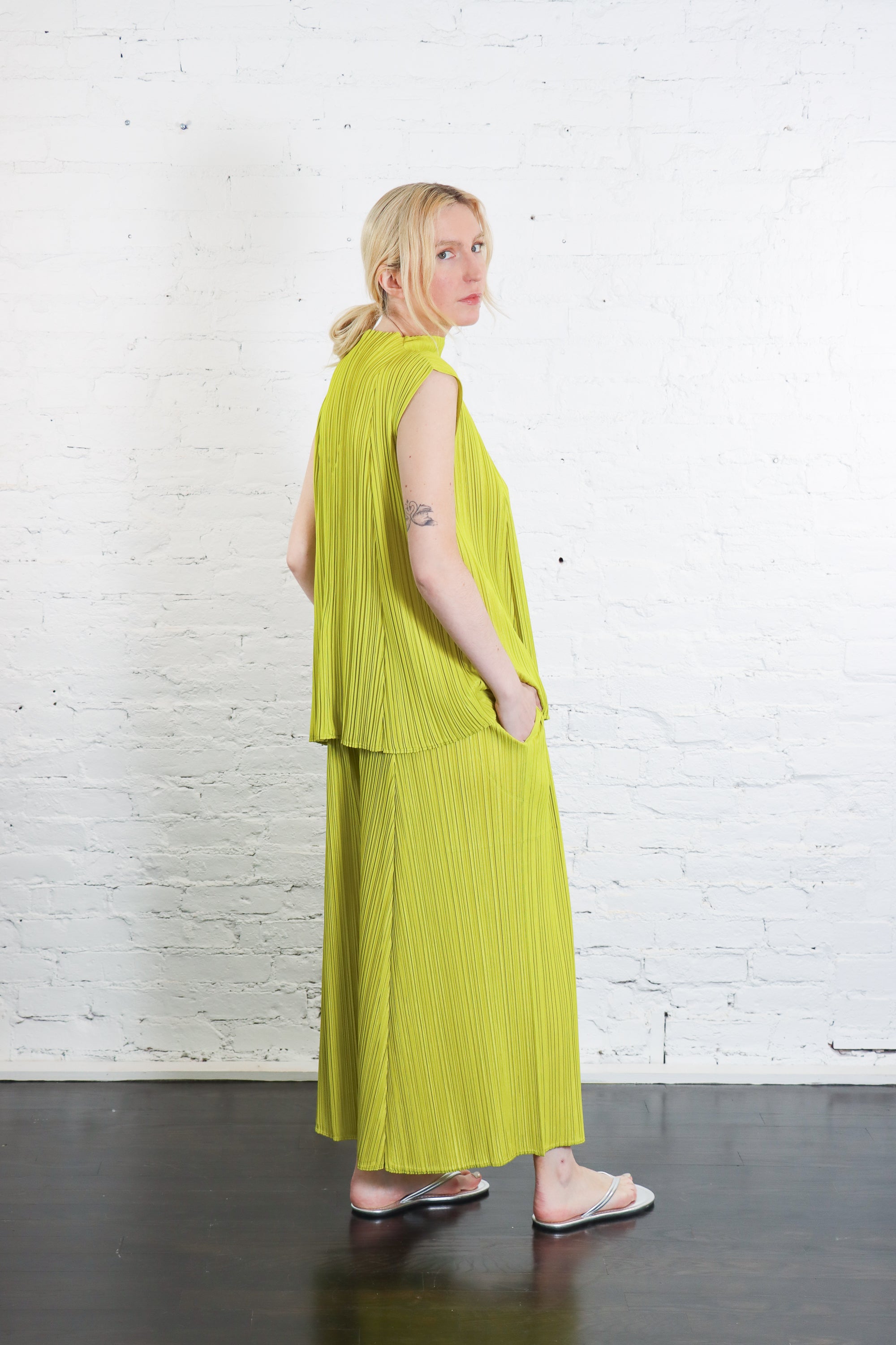 Mellow Pleats Culottes in Mustard by Pleats Please Issey Miyake-Pleats Please Issey Miyake-Idlewild-Cincinnati
