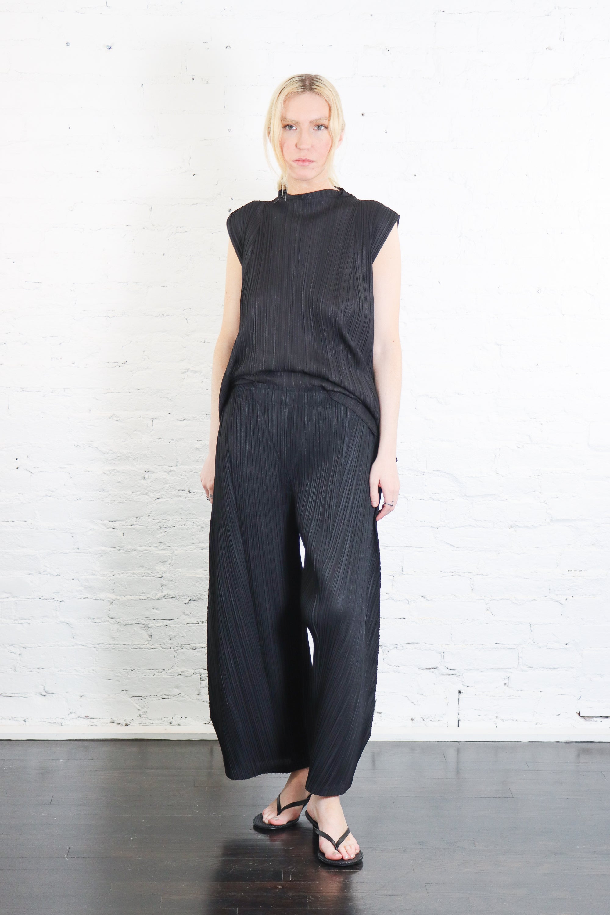 Mellow Pleats Top in Black by Pleats Please Issey Miyake