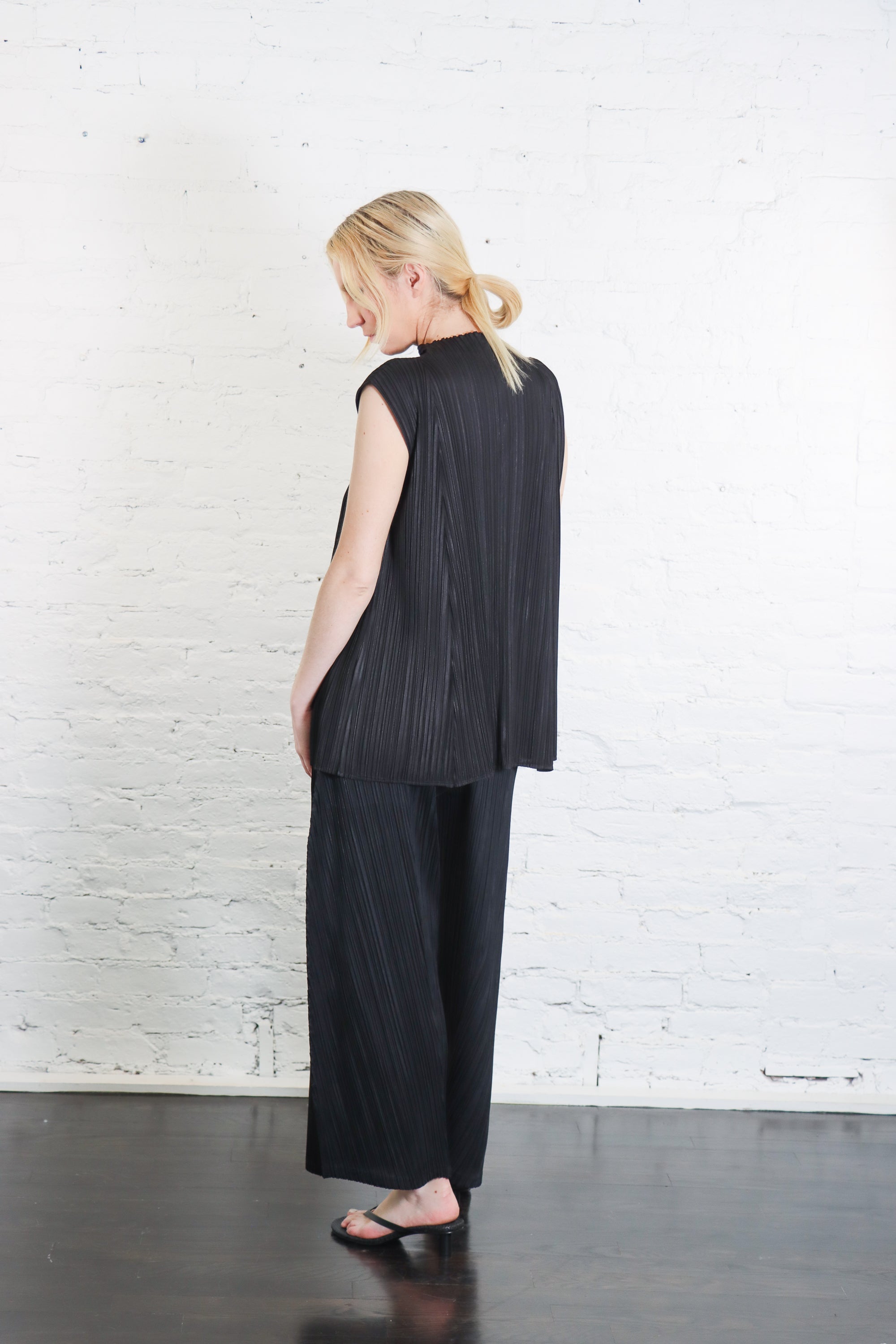 Mellow Pleats Top in Black by Pleats Please Issey Miyake