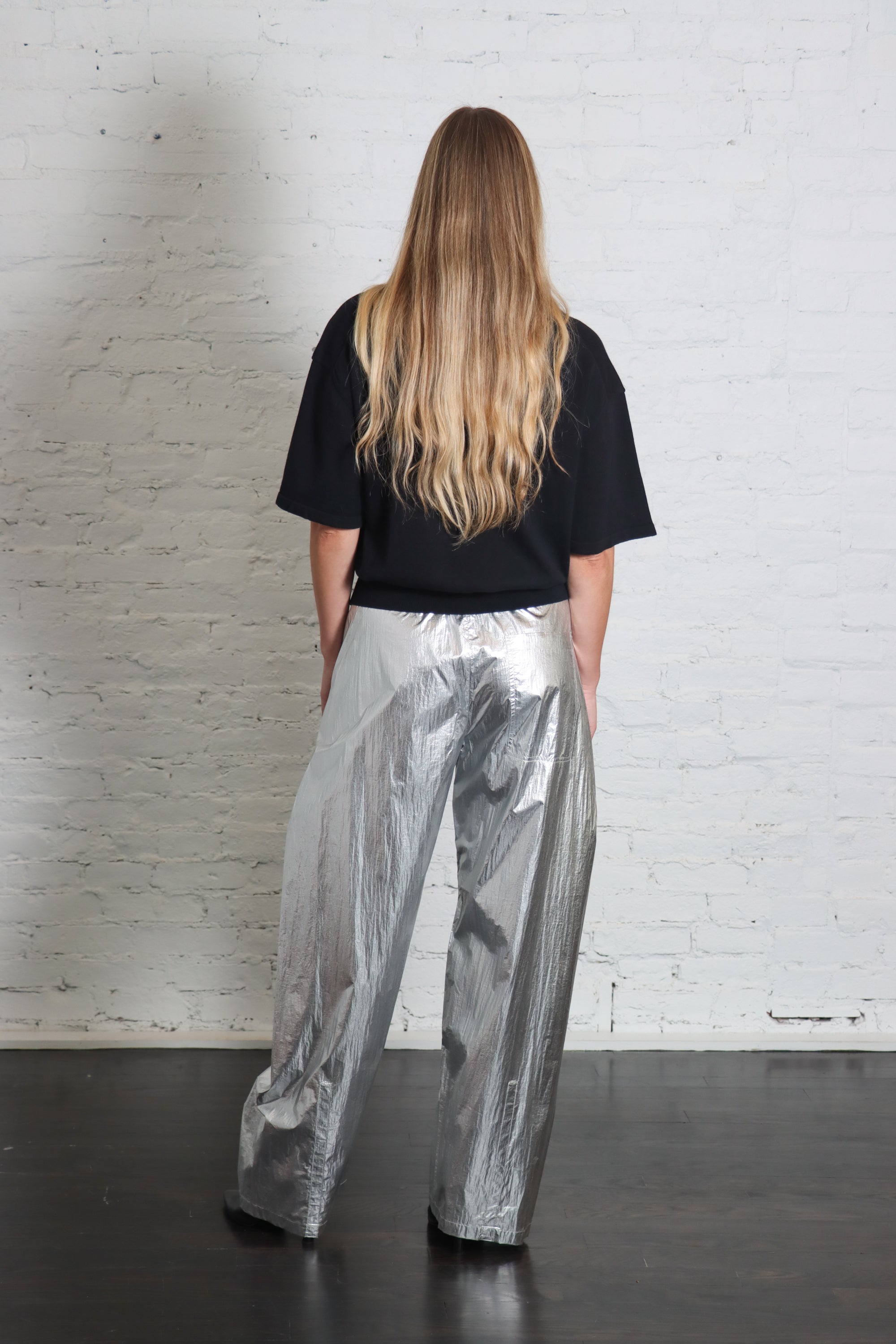 Metallic Nylon Winslow Pant in Silver by Tibi-Pants-Tibi-Idlewild