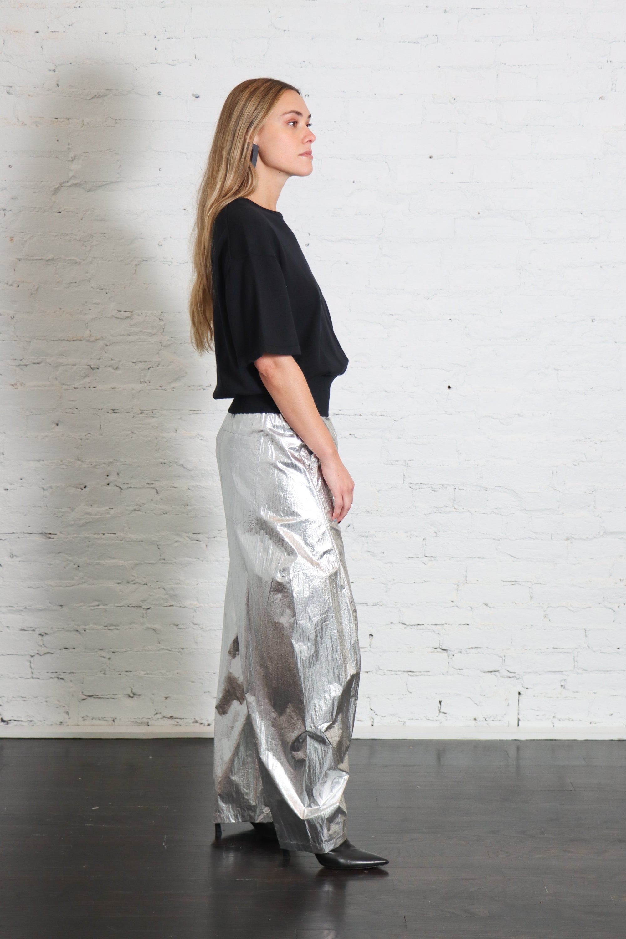 Metallic Nylon Winslow Pant in Silver by Tibi-Pants-Tibi-Idlewild