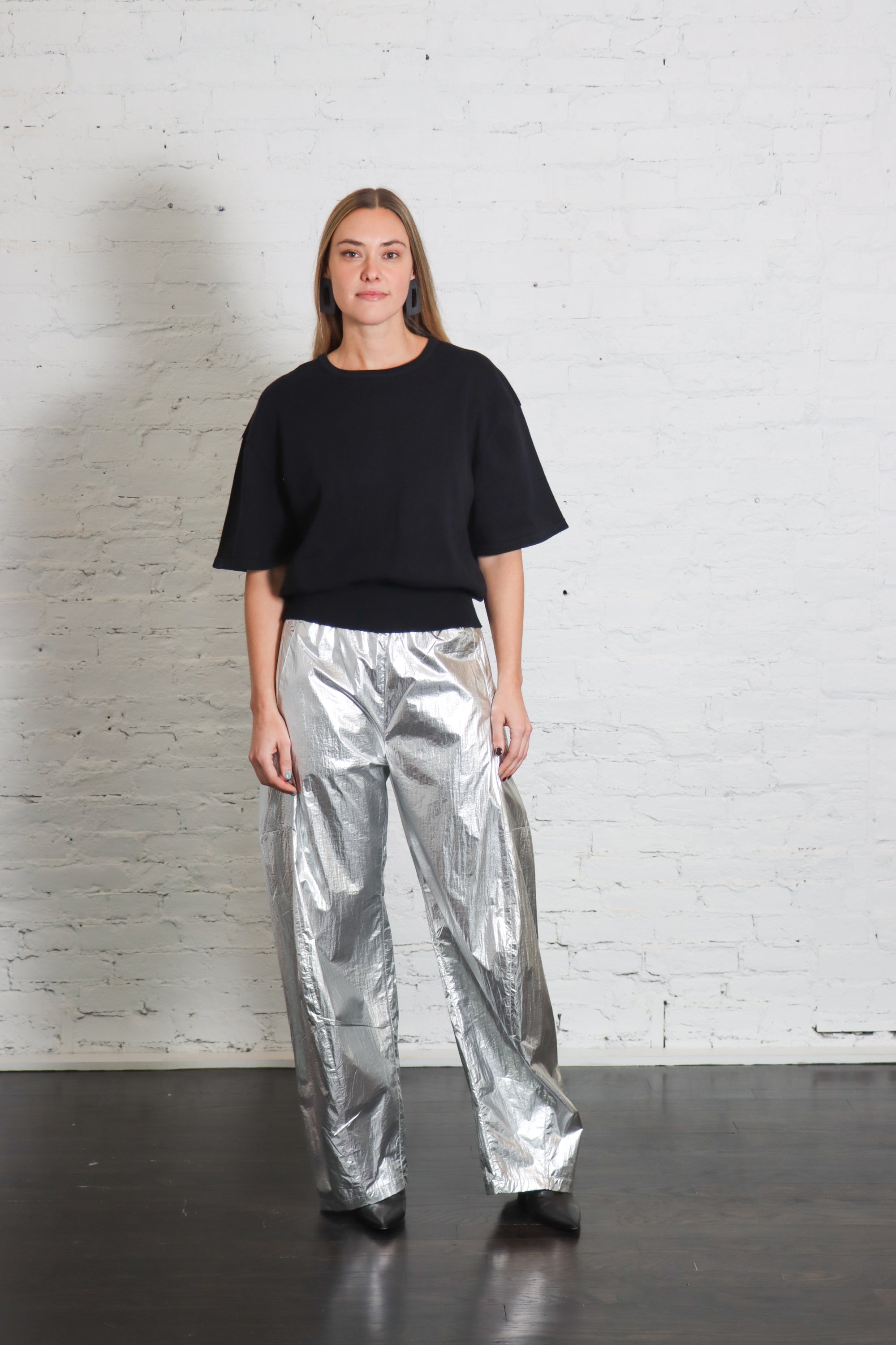 Metallic Nylon Winslow Pant in Silver by Tibi-Tibi-Idlewild-Cincinnati