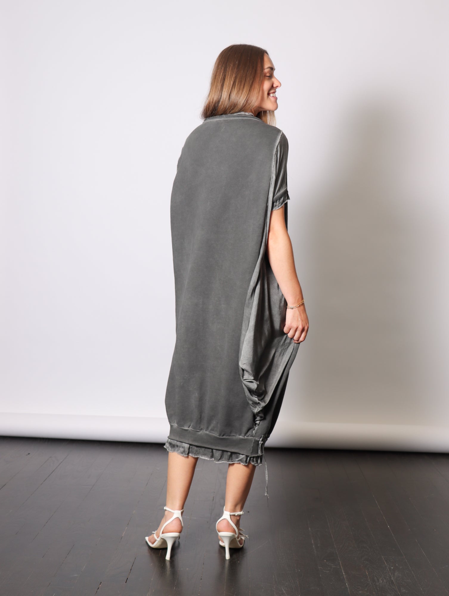 Midi Sweatshirt Dress in Anthracite by Sanctamuerte-Dresses-SANCTAMUERTE-Idlewild