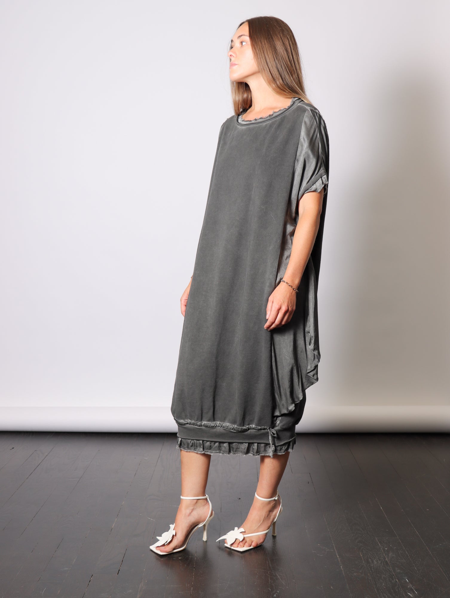 Midi Sweatshirt Dress in Anthracite by Sanctamuerte-Dresses-SANCTAMUERTE-Idlewild