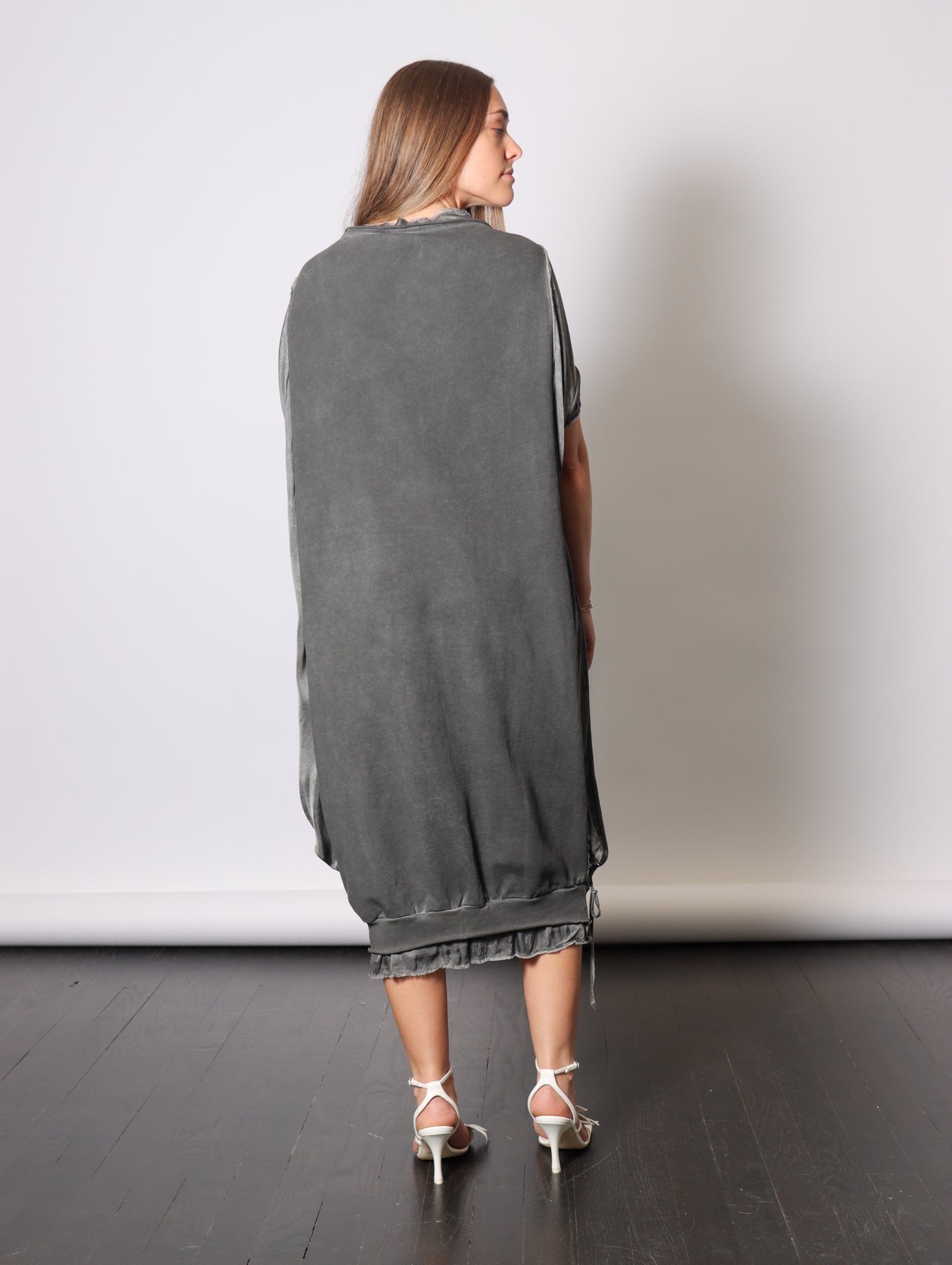 Midi Sweatshirt Dress in Anthracite by Sanctamuerte-Dresses-SANCTAMUERTE-Idlewild