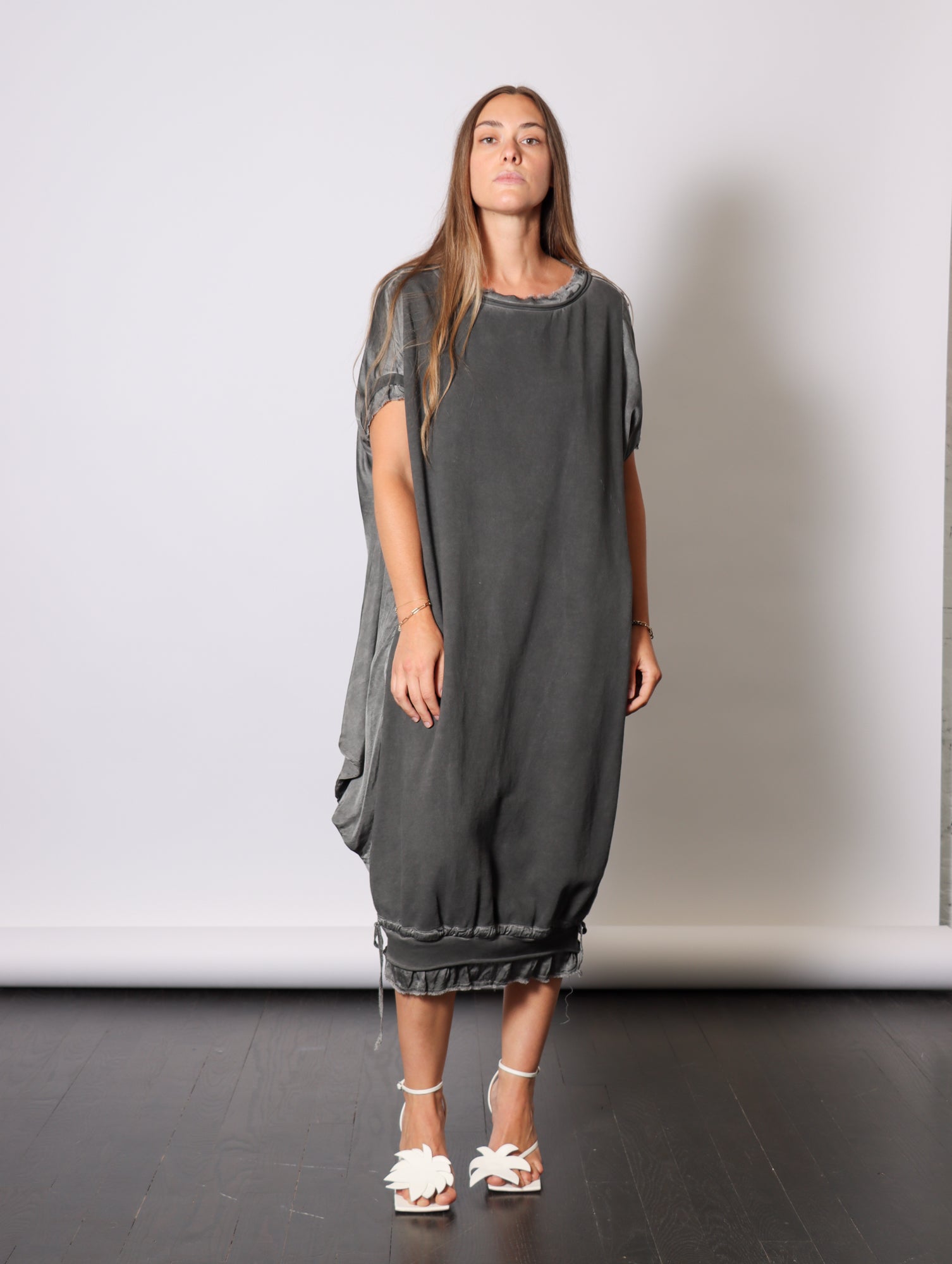Midi Sweatshirt Dress in Anthracite by Sanctamuerte-Dresses-SANCTAMUERTE-Idlewild
